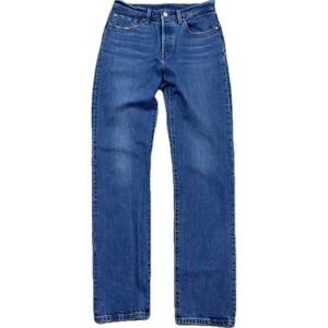 Levi's 501 Jeans Women's 27 Blue Dark Wash Button Fly Straight Leg Mid Rise